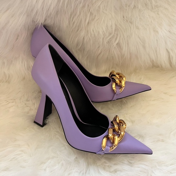 New! VERSACE Medusa Chain Leather Heels - Picture 8 of 14